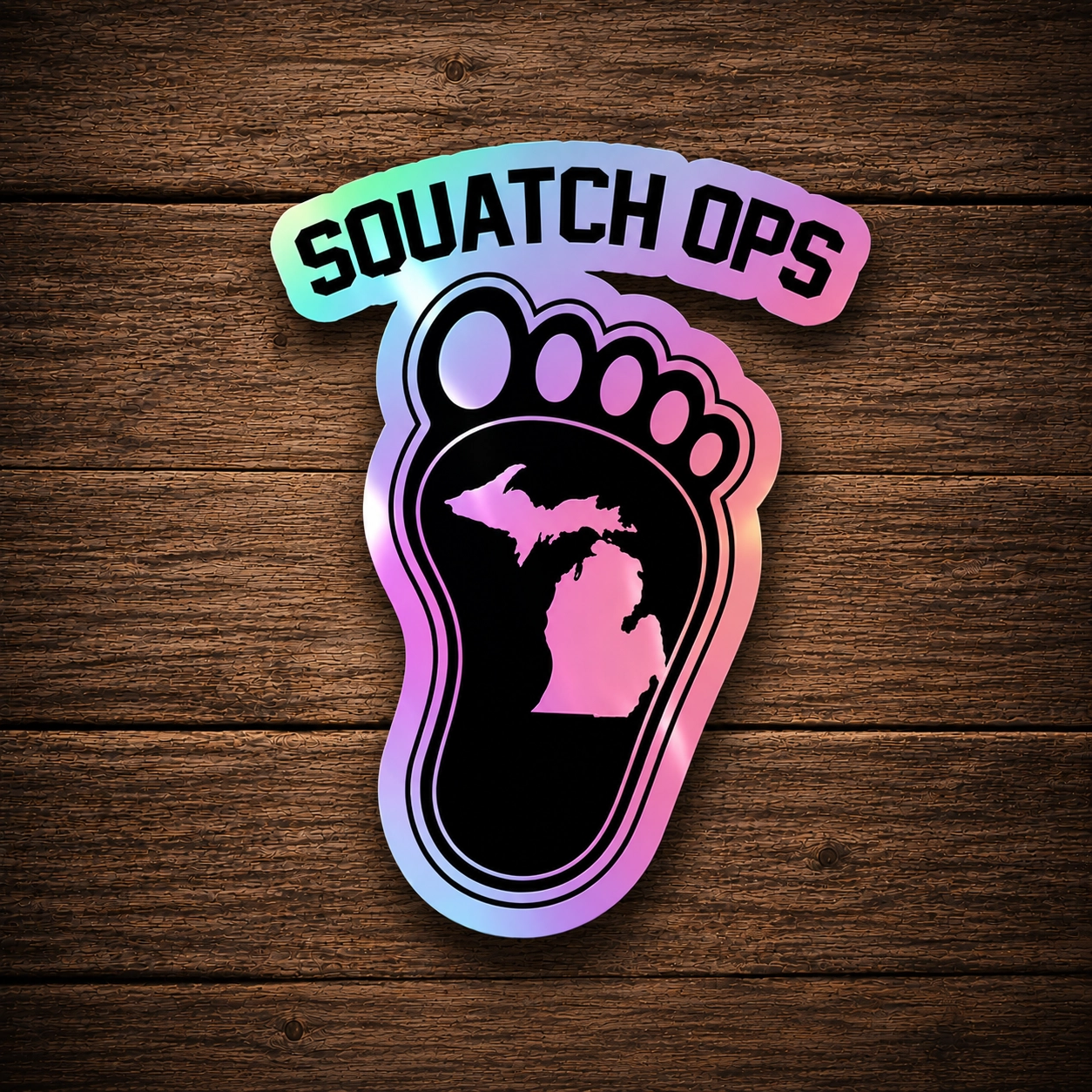Squatch Ops Michigan Footprint Holographic Vinyl Sticker (Limited Edition)